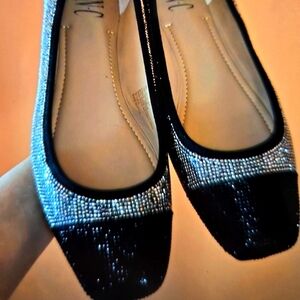 INC International Concepts Women's Black and Silver Flats